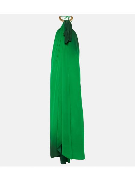 Шелковое длинное платье Johanna Ortiz зеленое