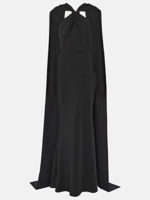 Krepové dlouhé šaty Safiyaa čierna