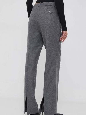 Jednobarevné kalhoty s vysokým pasem Calvin Klein šedé