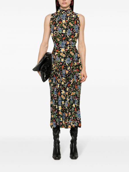 Sukienka midi w kwiatki z nadrukiem Vivienne Westwood czarna