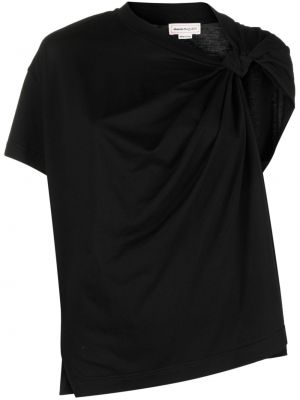 Asymetrické bavlněné tričko Alexander Mcqueen černé