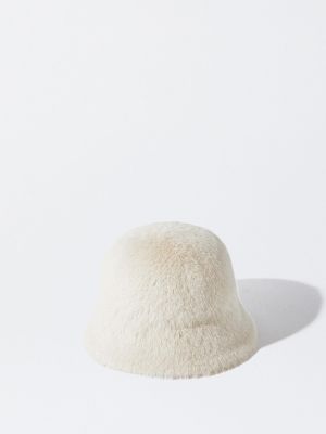 Однотонная шапка с мехом Parfois белая