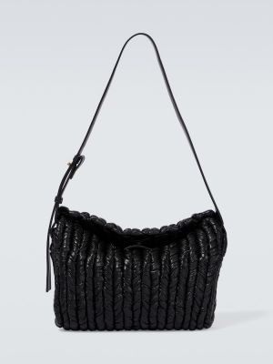Плетени чанта за ръка Nanushka черно