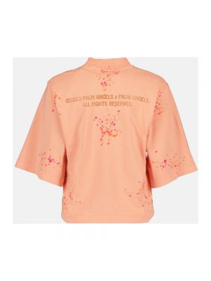 T-shirt con stampa a maniche a tre quarti con scollo tondo Palm Angels arancione
