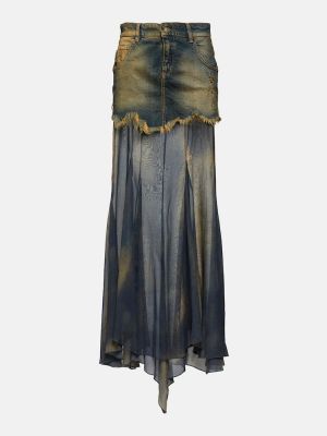 Šifonové hedvábné džínová sukně Blumarine
