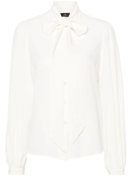 Chemise longue avec noeuds en soie Etro blanc