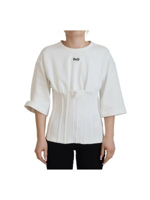 Koszulka bawełniana z długim rękawem Dolce And Gabbana biała