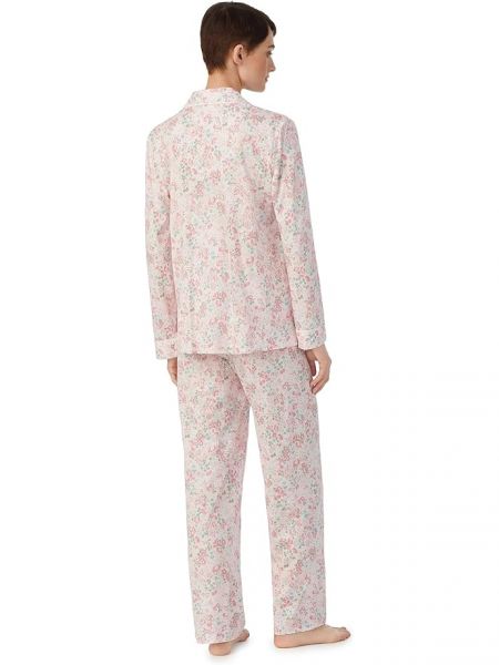 Пижама в цветочек с длинным рукавом Lauren Ralph Lauren розовая