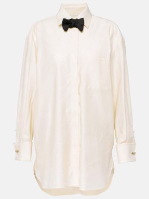 Pamučna košulja s mašnom oversized Max Mara bijela