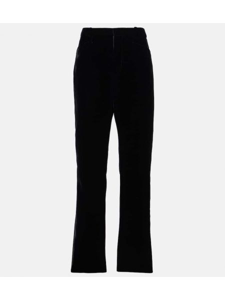 Sametové rovné kalhoty Tom Ford černé