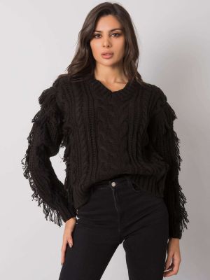 Džemperis ar bārkstīm Fashionhunters melns