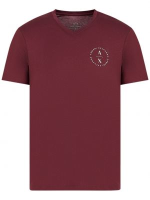 Tricou din bumbac cu imagine Armani Exchange roșu