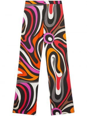 Pantalon taille haute en soie à imprimé Pucci noir