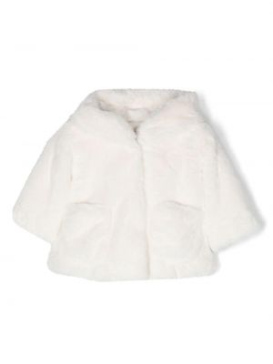 Giacca di pelliccia con cappuccio Monnalisa bianco