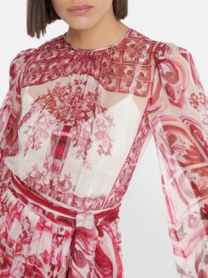 Šifonové hedvábné midi šaty Dolce&gabbana růžové