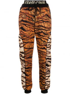 Pantaloni sport cu imagine cu model zebră Roberto Cavalli portocaliu
