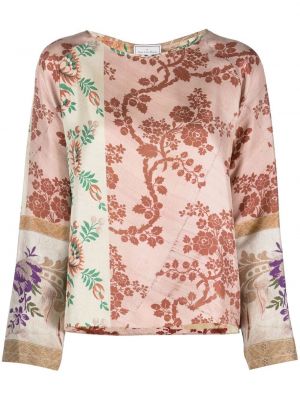 Svilena bluza s cvetličnim vzorcem s potiskom Pierre-louis Mascia