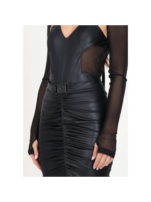 Vestido midi transparente de malla Versace Jeans Couture negro