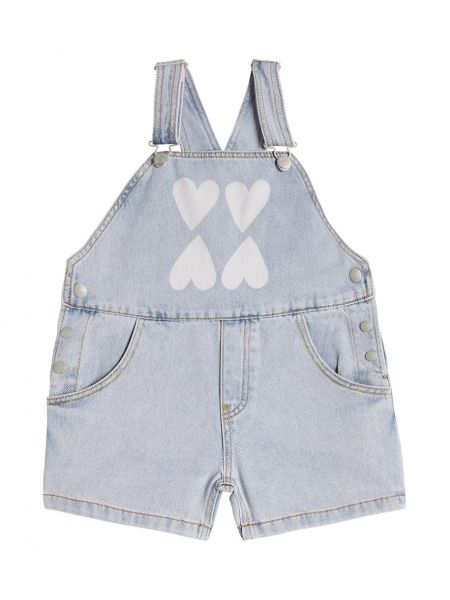 Denim jumpsuit med hjärtmönster för tjejer Jellymallow blå