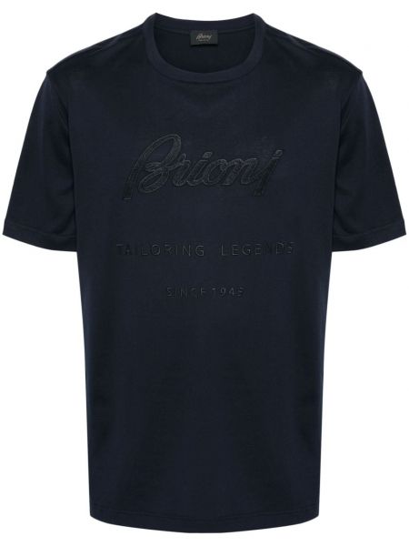 Kokvilnas t-krekls Brioni zils
