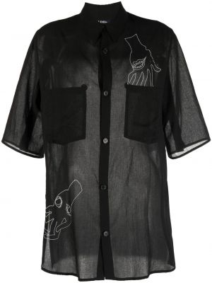Памучна блуза с принт Yohji Yamamoto черно