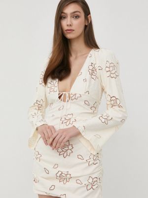 Přiléhavé mini šaty z polyesteru For Love & Lemons - béžová