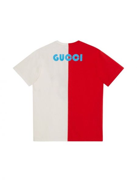 T-shirt en coton à imprimé Gucci rouge