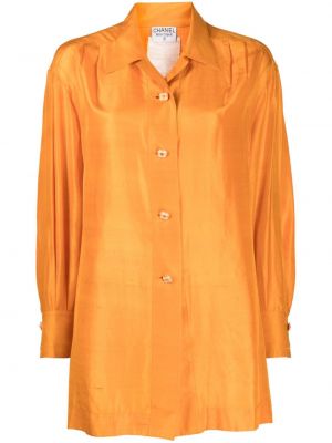 Hodvábna košeľa Chanel Pre-owned oranžová