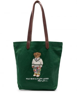 Bavlněná shopper kabelka Polo Ralph Lauren zelená