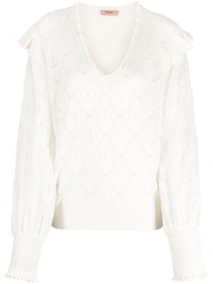 Sweter z perełkami Twinset biały