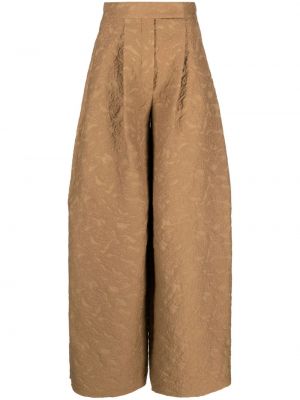 Žakárové kalhoty relaxed fit Max Mara Vintage hnědé