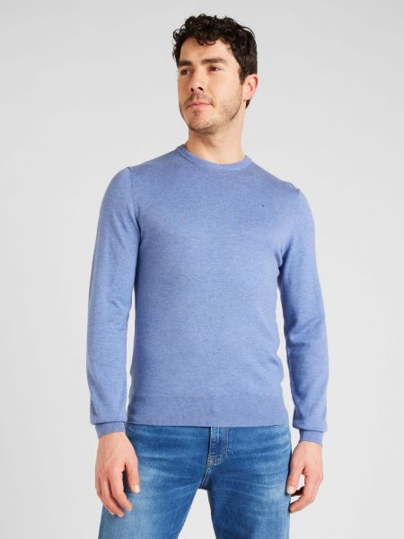 Меланжов пуловер Hackett London синьо