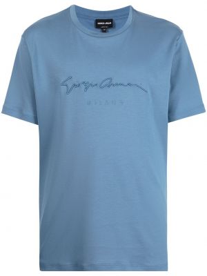 Camiseta con bordado Giorgio Armani azul