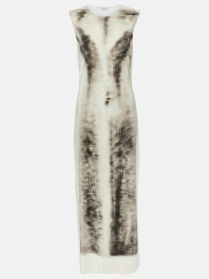 Кадифена макси рокля с принт от джърси Loewe сиво