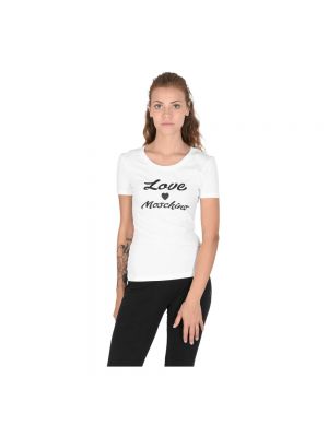 Koszulka bawełniana z nadrukiem Love Moschino biała