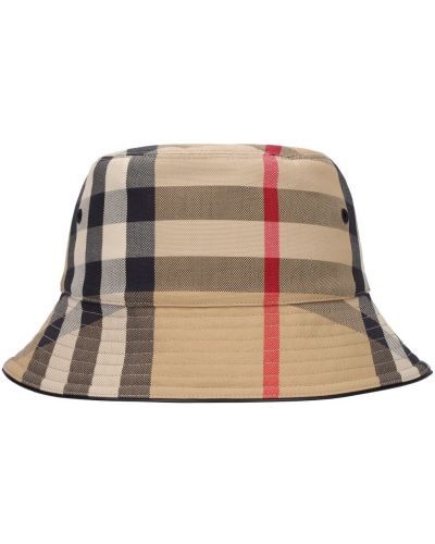 Beżowa czapka bawełniana w kratkę Burberry