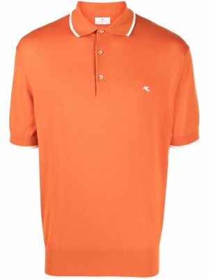 Polo majica z vezenjem Etro oranžna