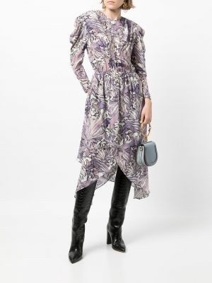 Vestido midi de seda con estampado Iro violeta