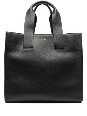 Kožená nákupná taška Quira čierna