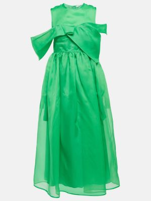 Jedwabna sukienka midi Cecilie Bahnsen zielona
