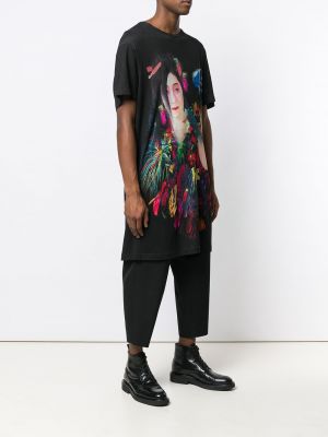Oversized tričko s potiskem Yohji Yamamoto černé