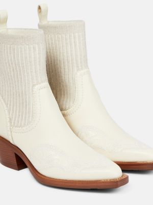 Leder ankle boots Chloã© weiß