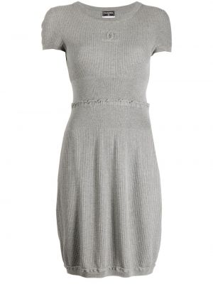 Mini robe avec manches courtes Chanel Pre-owned gris