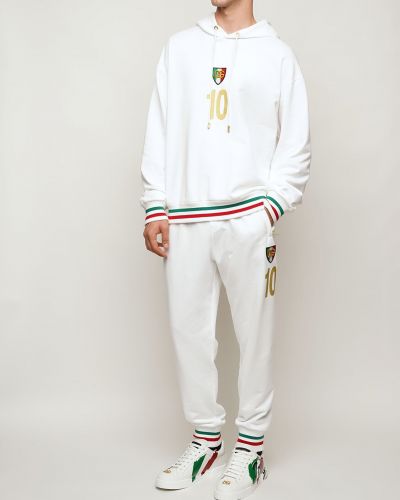 Bavlnené teplákové nohavice s potlačou Dolce & Gabbana biela