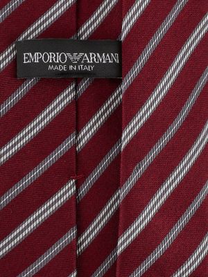Pruhovaná hedvábná kravata Emporio Armani červená