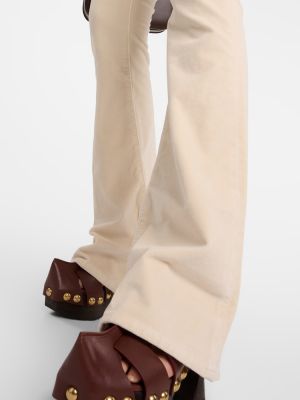 Straight leg jeans a vita alta in velluto Frame bianco