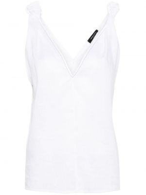 Λινή μπλούζα με λαιμόκοψη v Fabiana Filippi λευκό