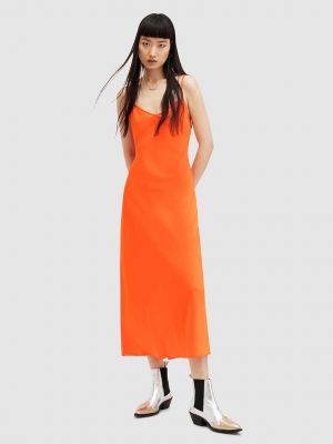 Midi ruha Allsaints narancsszínű