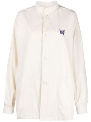 Bavlnená košeľa s výšivkou Needles biela