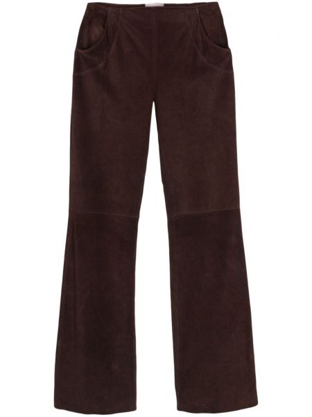 Lepršave hlače od brušene kože Valentino Garavani Pre-owned smeđa